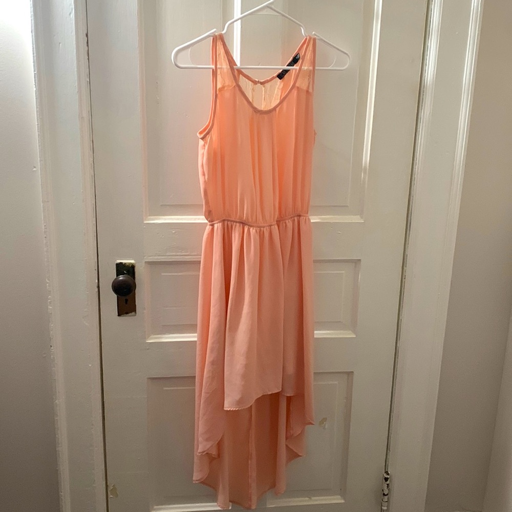 Sheer light peach high-low dress